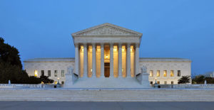 Panorama of the west facade of United States Supreme Court Building at dusk in Washington, D.C., USA. Photo by Joe Ravi CC-BY-SA 3.0