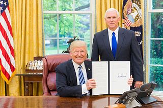 Donald Trump and Mike Pence at Executive Order Signing Ceremony Buy American Hire American